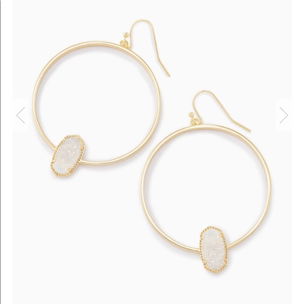 💖 Kendra Scott Elora gold hoop iridescent druzy